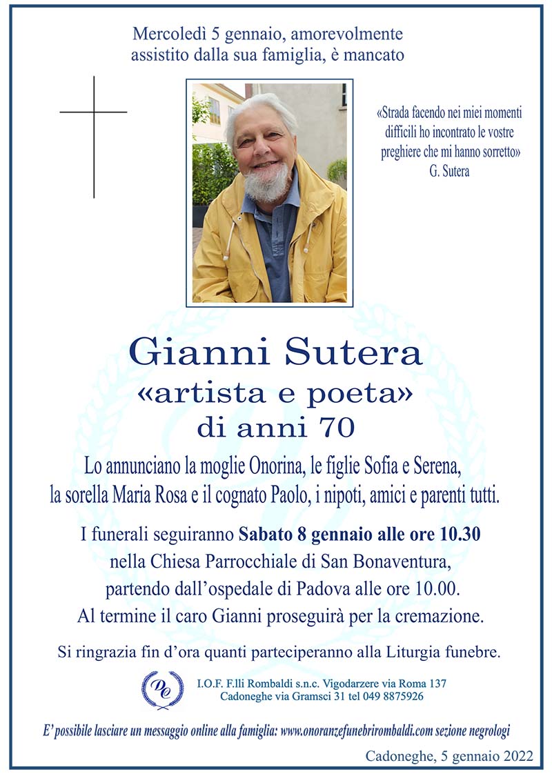 Gianni Sutera «artista e poeta»