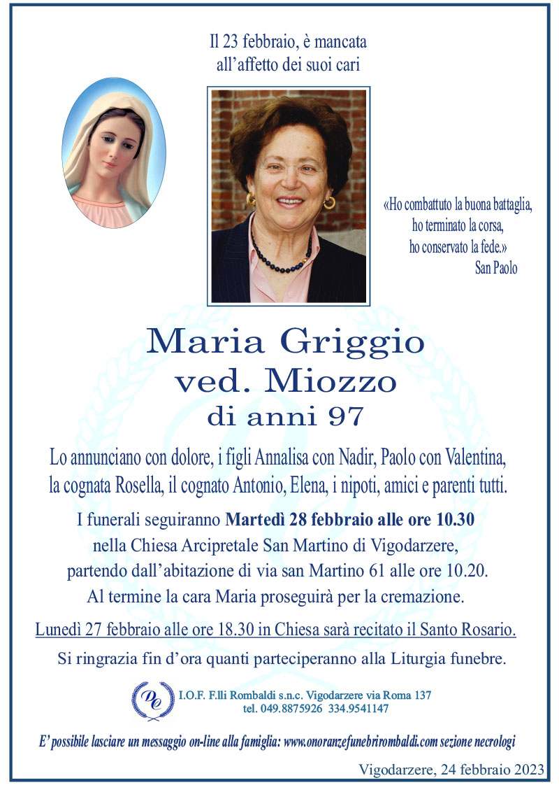 Maria Griggio ved. Miozzo