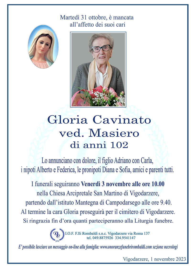 Gloria Cavinato ved. Masiero