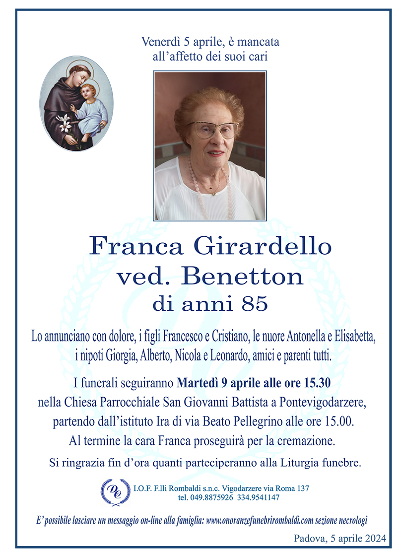 Franca Girardello ved. Benetton
